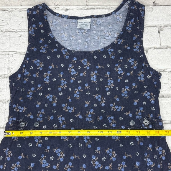 Bobbie Brooks Corduroy Jumper Dress Sz L Blue Floral Country Prairie Cottagecore - Picture 4 of 10